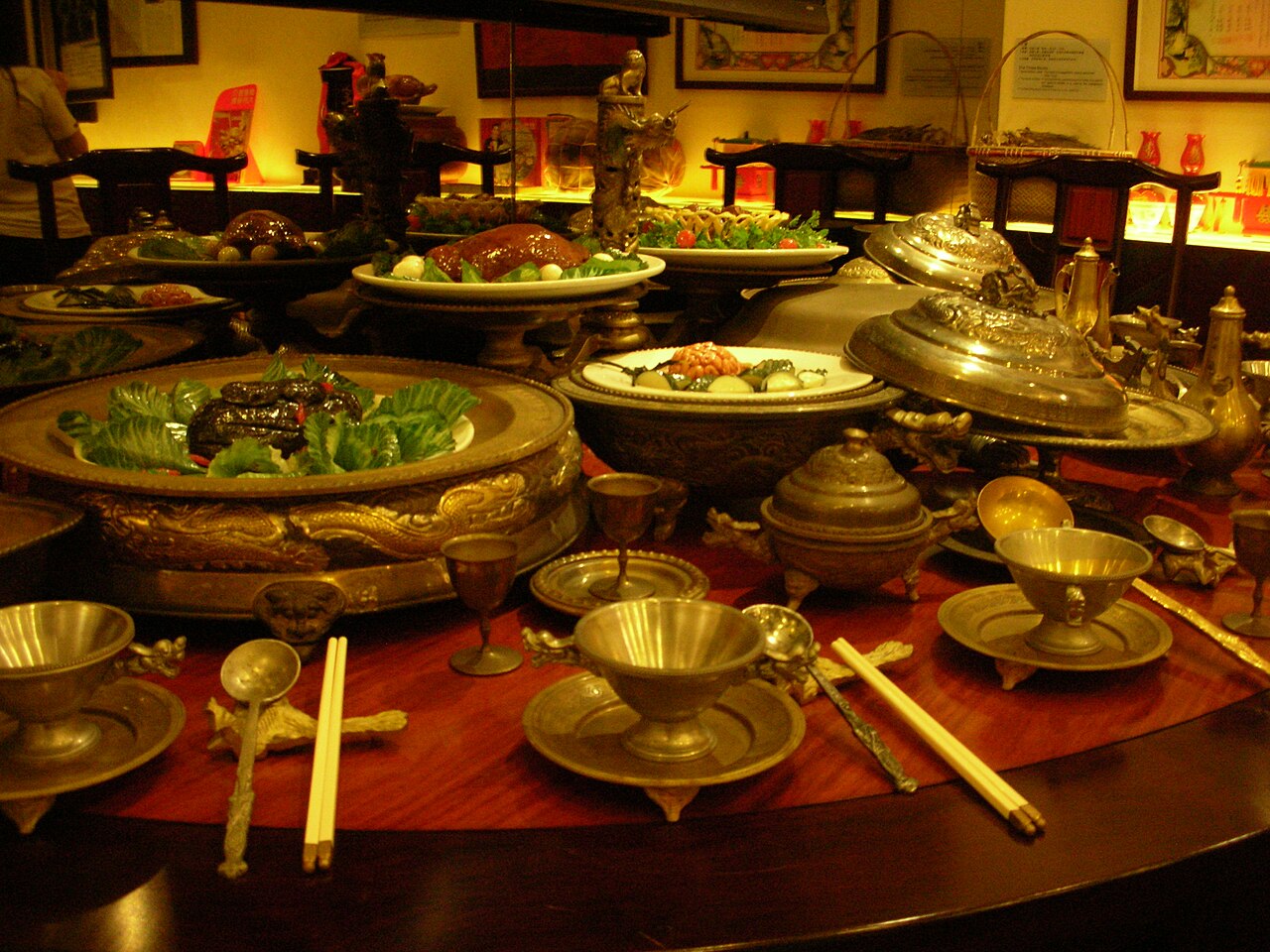 Lavish spread of dishes from a Manchu-Han Imperial Feast recreation